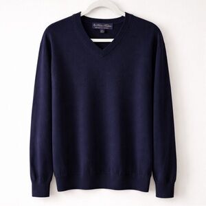 Brooks Brothers Brookstech 100% Merino Wool V-Neck Sweater Navy XL EUC